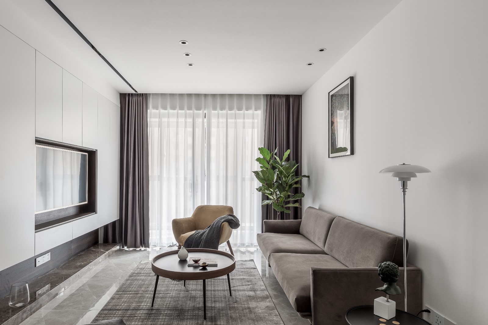 客廳窗簾裝修效果圖清新日光居、三口之家北歐極簡客廳設計圖片賞析