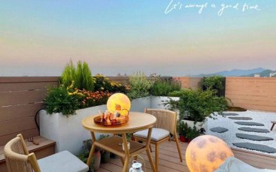 現(xiàn)代簡約風(fēng)30平米屋頂露臺(tái)花園設(shè)計(jì)裝修實(shí)景圖片案例