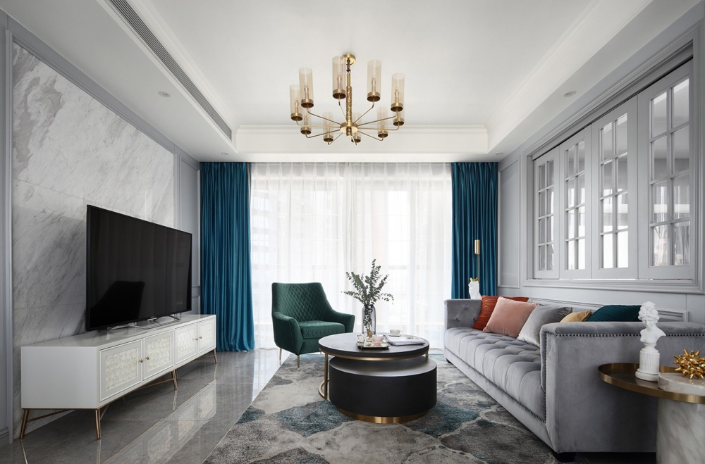 客廳窗簾裝修效果圖客廳“開(kāi)”窗，書(shū)房搭帳篷！美式經(jīng)典客廳設(shè)計(jì)圖片賞析