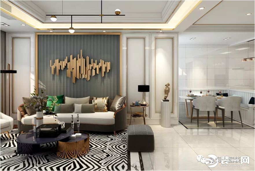 《【摩登4h5登陸地址】威海鴻圖裝飾山水城125㎡輕奢風(fēng)格 金色空間無(wú)盡浪漫！》