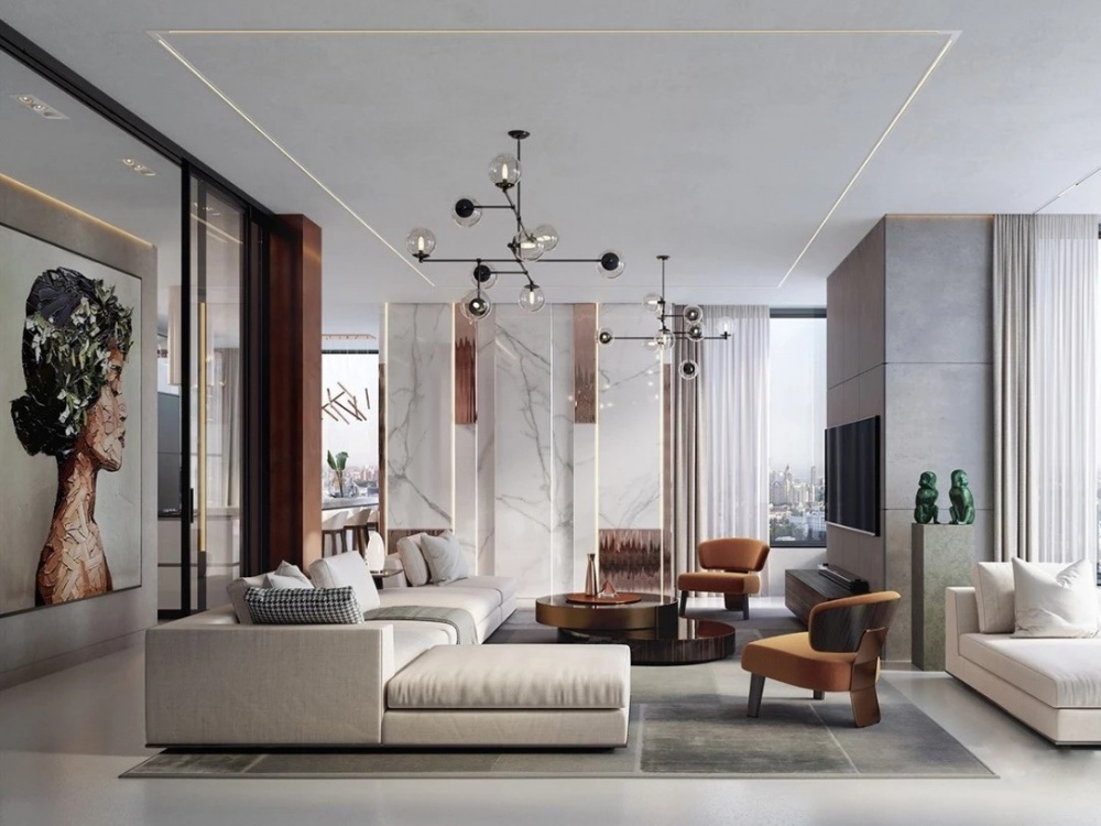 客廳沙發(fā)裝修效果圖意式極簡，簡約而不簡單現(xiàn)代簡約客廳設(shè)計圖片賞析