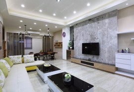 簡(jiǎn)約客廳灰色電視背景墻裝修效果圖